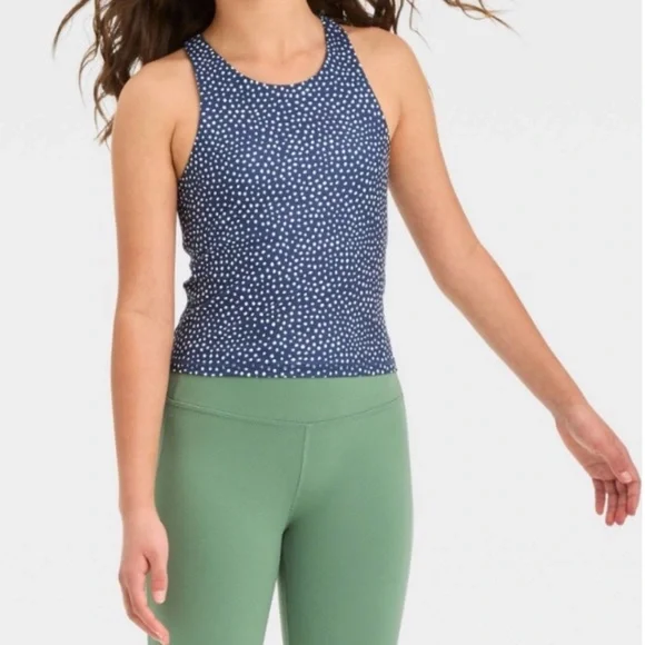 All in Motion Girls’ Crop Tank Top - Navy Blue - Picture 2 of 4